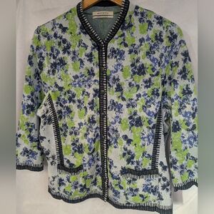 Aldo Martins Abstract Floral Print Cardigan Sz US 14